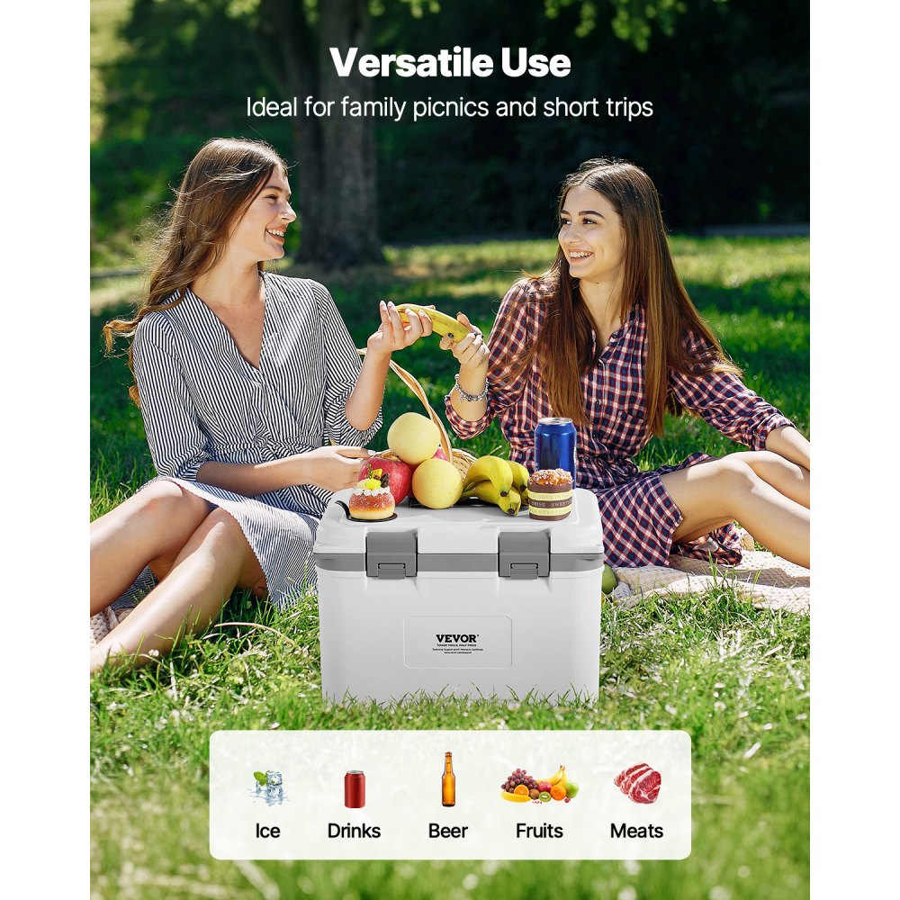 VEVOR Portable Cooler, 21 QT Hard Cooler with Ice Retention, Heavy-Duty Handles and Strap, Lightweight Rigid Material Insulated Portable Cooler, Suitable for Family Picnics and Short Trips