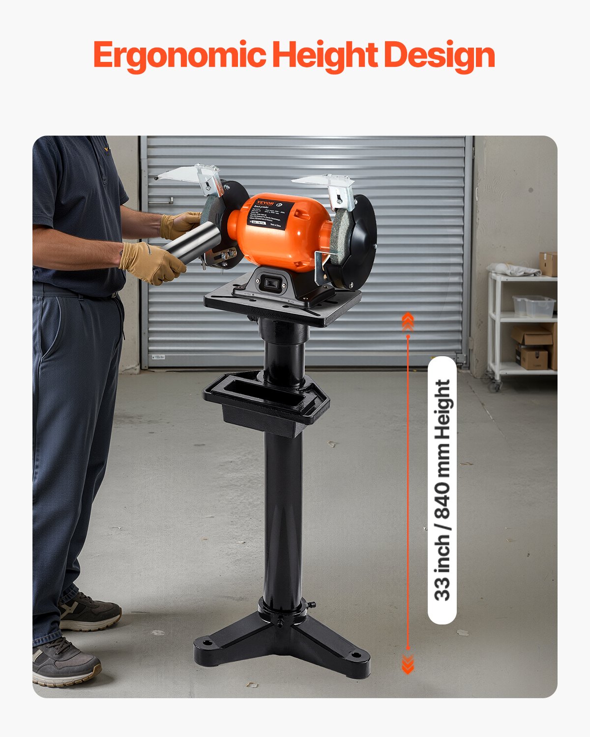 VEVOR Bankslijpmachinestandaard, bankschroefvloerbasis met 27x27 cm montageplaat, voorgestanste montagesleuven en waterreservoir, compatibel met de meeste bankslijpmachines