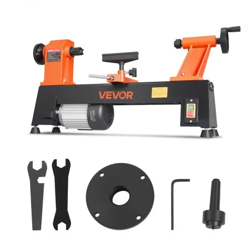VEVOR Houtdraaibank 304 x 465 mm 3/4 HP Tafeldraaibank met 5 snelheidsinstellingen voor tafelpoten, wandelstokken en grote houten werkstukken, 650/1100/1600/2200/3200 tpm, thermische beveiliging en robuust metalen frame