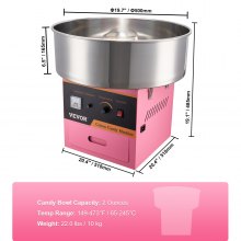 VEVOR Electric Cotton Candy Machine 1000W, Commercial Cotton Candy Machine with Stainless Steel Bowl, Sugar Scoop and Drawer, Perfect for Home, Children's Birthday, Family Party, Pink