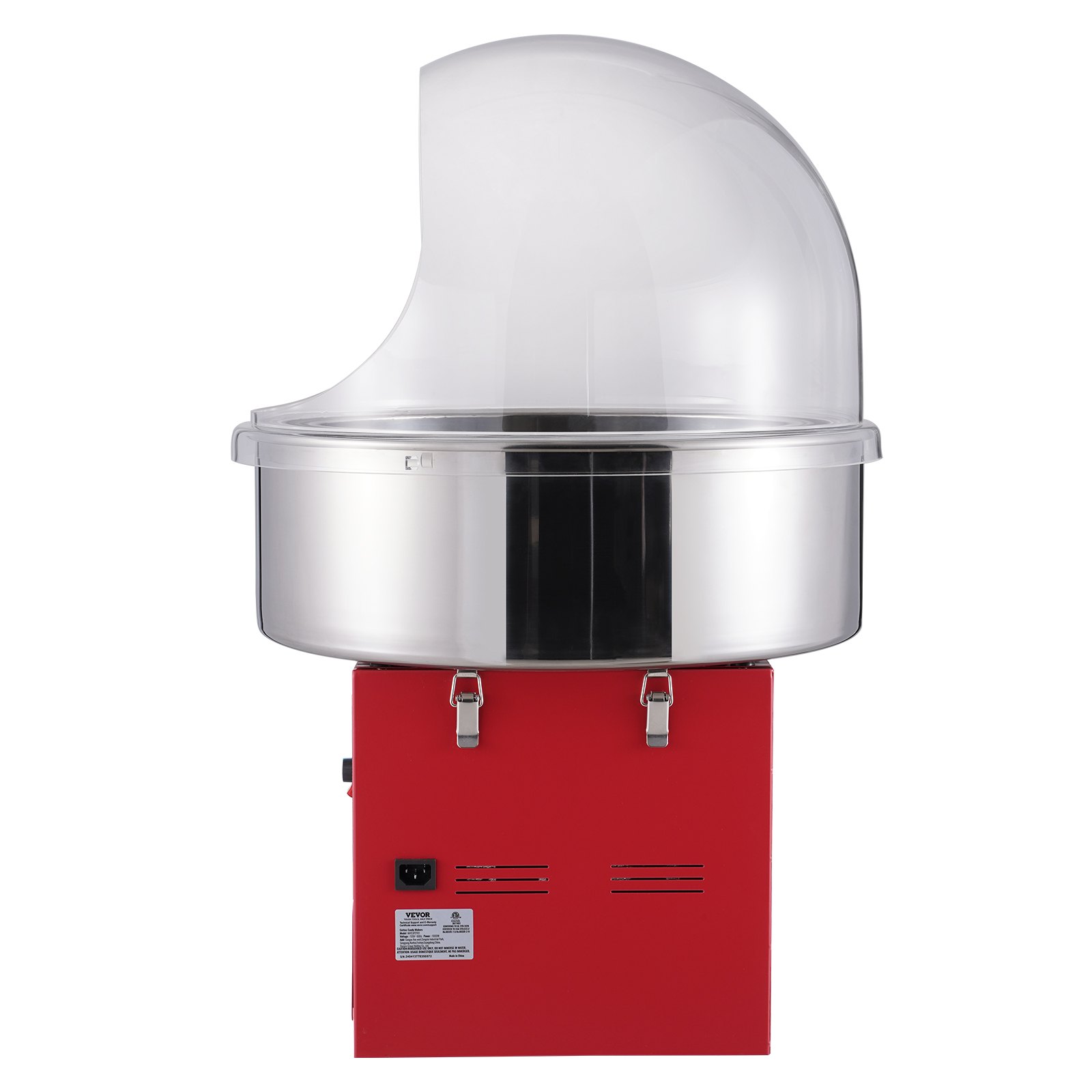 VEVOR Elektrische Suikerspinmachine, 1000W Suikerspinmachine, Commerciële Suikerspinmachine met Deksel, RVS Kom, Suikerschep, Lade, Perfect voor Familiefeestjes, Rood