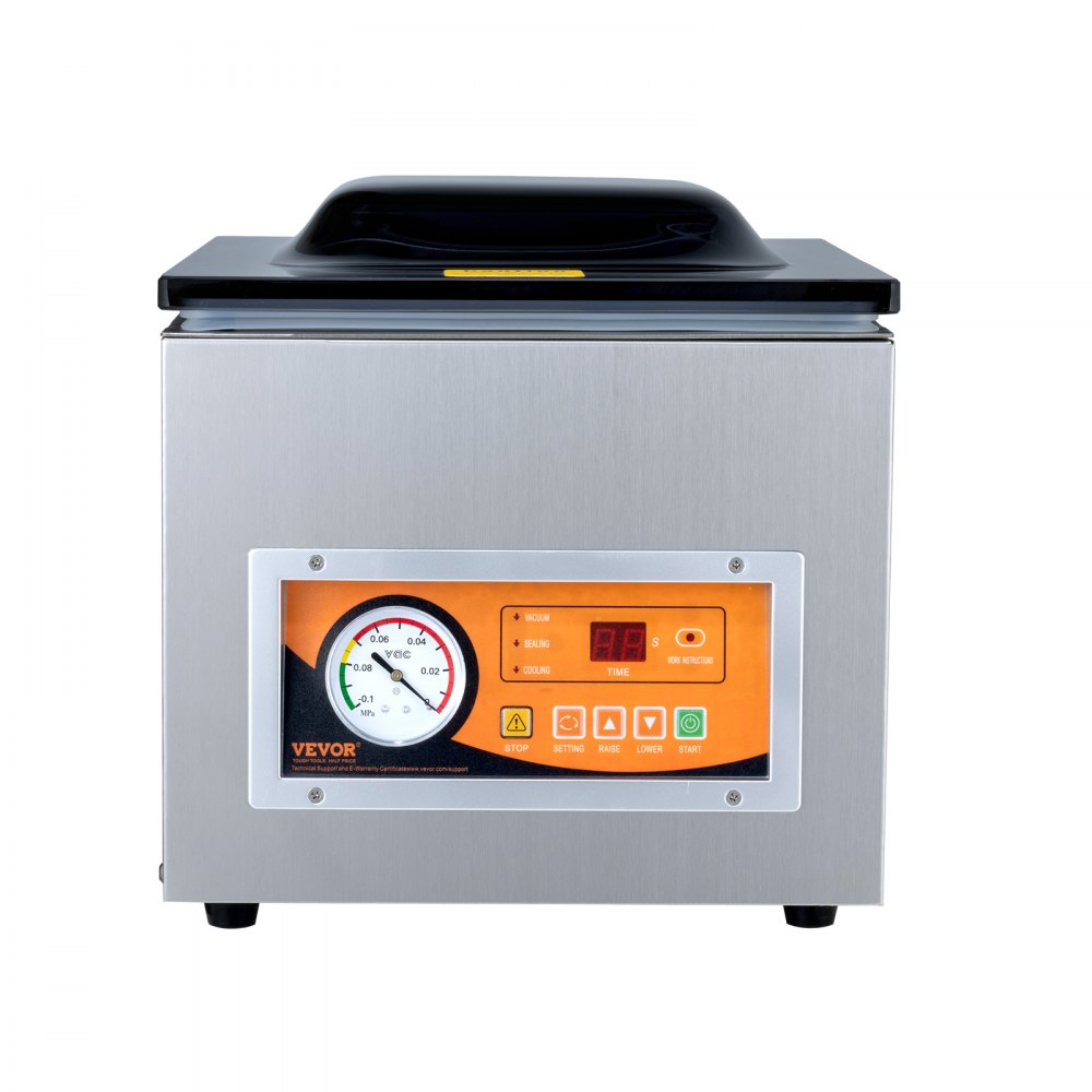 VEVOR Kamer Vacuüm Sealer 260 W Vacuüm Sealer voor vochtig voedsel, vlees, marinades etc. Compact formaat met een seallengte van 26 cm Toepassing in privékeukens en commerciële ruimtes