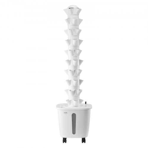 Hydroponic Tower Grow Kit, 30 gaten 6 etages, bodemloze plantentoren, hydrocultuursysteem, Aeroponic Tower, verticale tuin, aardbeitoren, hydrocultuur kweeksysteem voor kruiden, groenten en fruit (wit