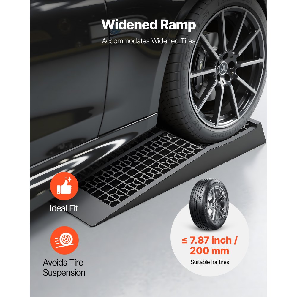 VEVOR autohellingen, 2-pack, 65 mm lift, draagbare autohellingen voor garageonderhoud, olieverversingen en lage voertuigen, laadvermogen 2268 kg (per helling)