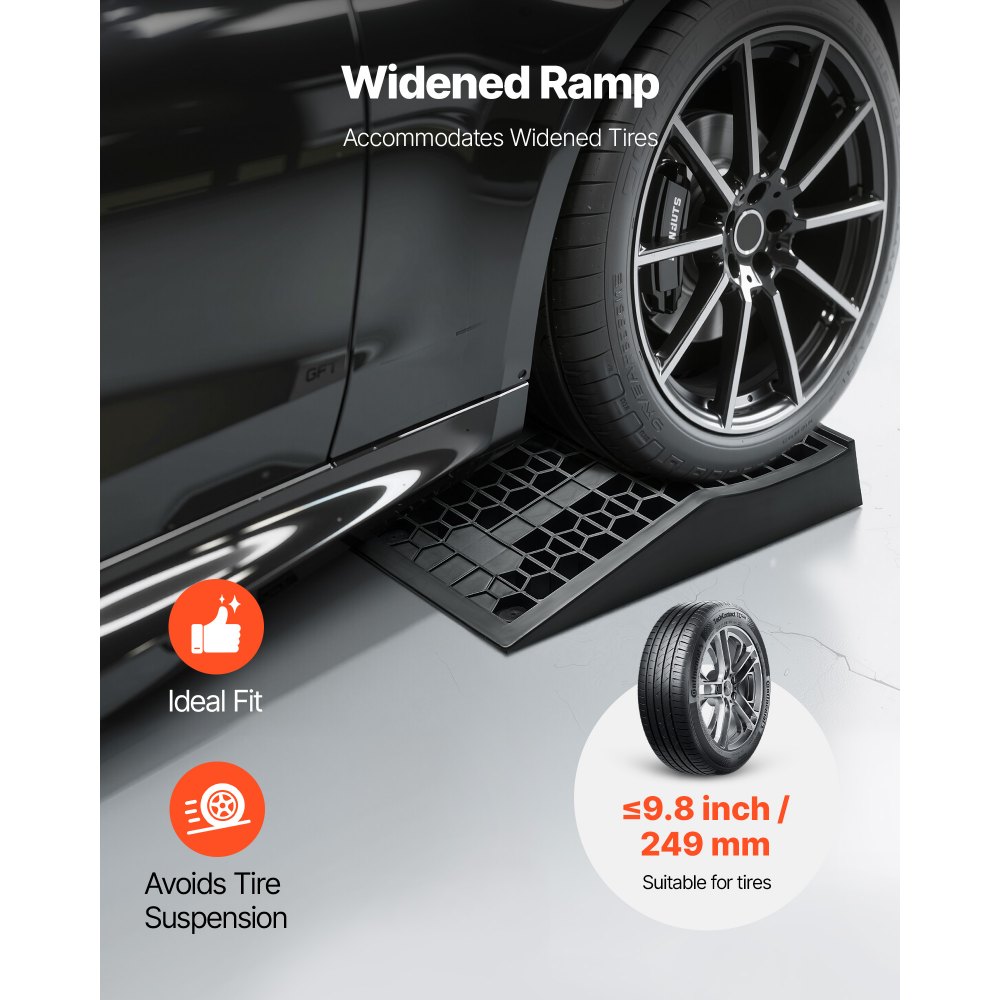 VEVOR-autohellingen, 2-pack, 66 m hefhoogte, draagbare en vlakke autohellingen voor garageonderhoud, olieverversingen en vrachtwagenreparaties, laadvermogen 2268 kg (per helling)