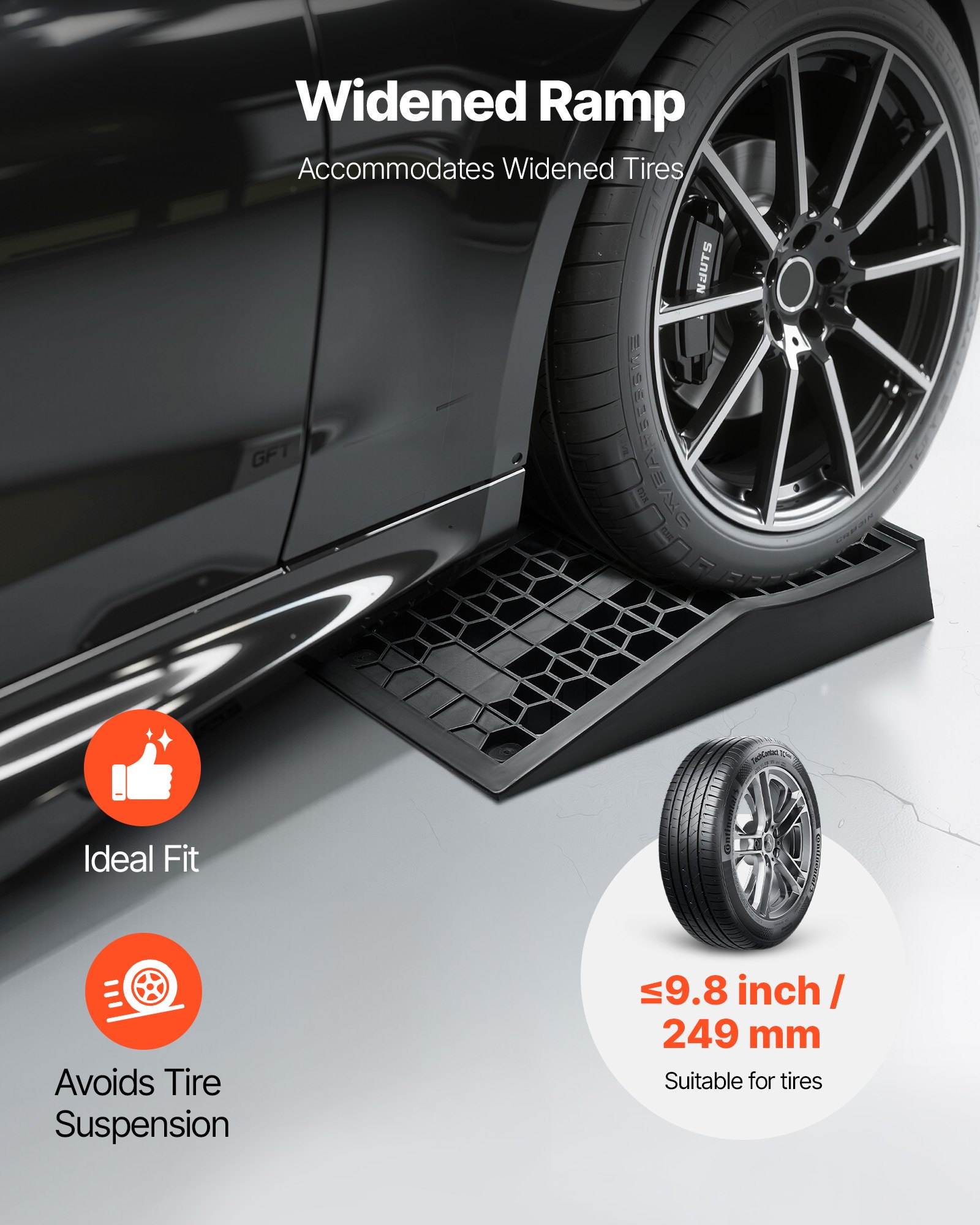 VEVOR-autohellingen, 2-pack, 66 m hefhoogte, draagbare en vlakke autohellingen voor garageonderhoud, olieverversingen en vrachtwagenreparaties, laadvermogen 2268 kg (per helling)