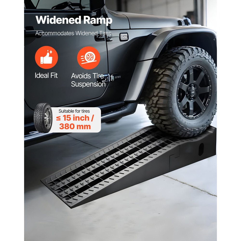 VEVOR Car Ramps, 2 PCS 13000 lbs GVW Capacity, 6.3 in Lift Height, Portable High Profile Car Service Ramps for Home Garage Maintenance and Oil Changes, Heavy Duty for Truck SUV Vehicle Repair, Black