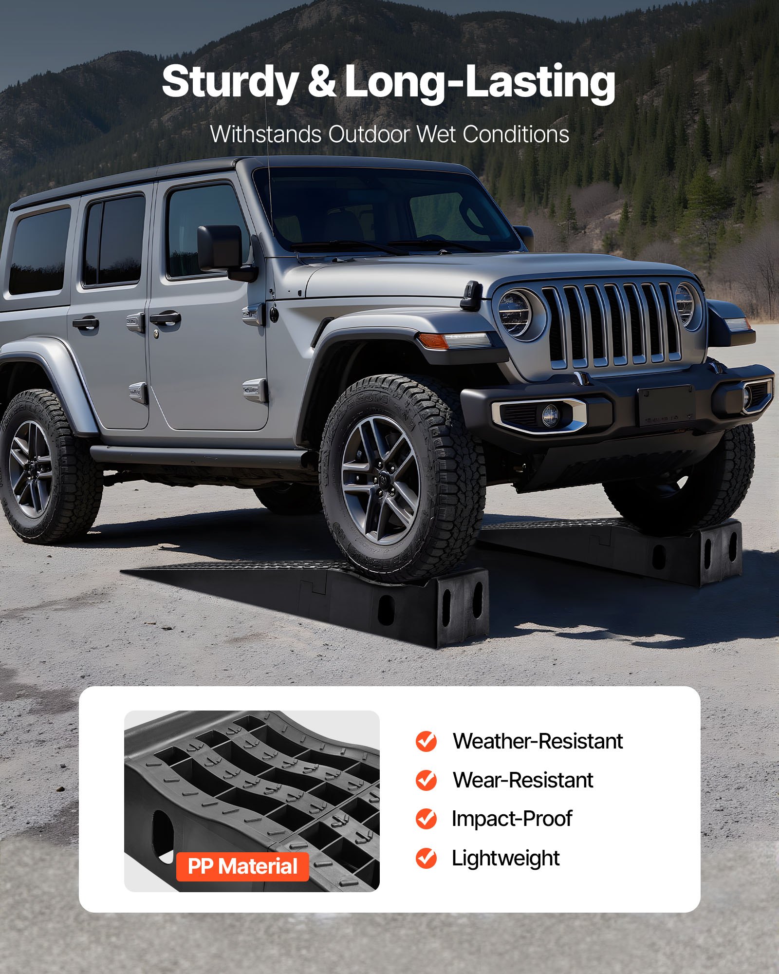 VEVOR Car Ramps, 2 PCS 13000 lbs GVW Capacity, 6.3 in Lift Height, Portable High Profile Car Service Ramps for Home Garage Maintenance and Oil Changes, Heavy Duty for Truck SUV Vehicle Repair, Black