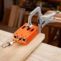 VEVOR Pocket Hole Jig Kit, 12.7 to 38.1 mm Adjustable, Jig Pocket Hole System with Toolcase, C-Clamp, Step Drill, Hex Wrench, Drill Stop Ring, Square Drive Bit, Reinforced Metal Frame, for Woodworking