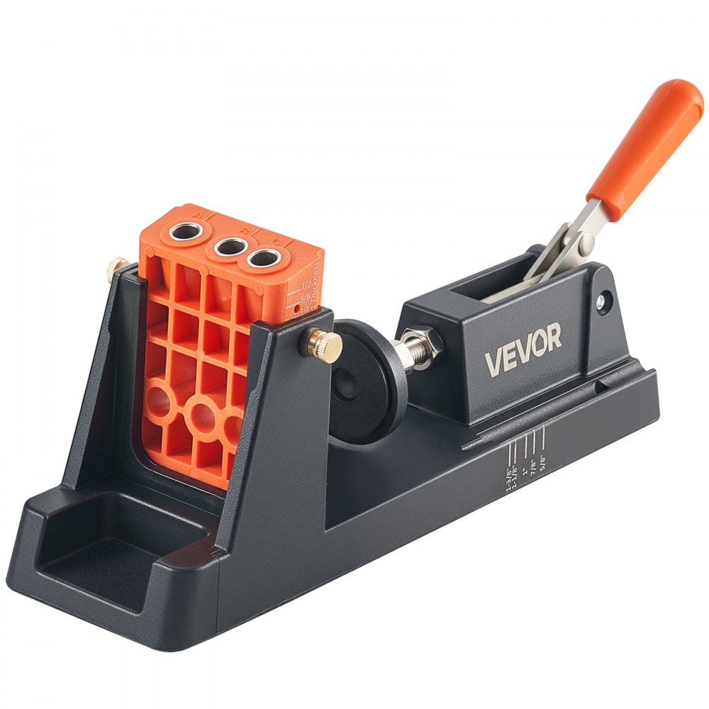 VEVOR Pocket Hole Jig, 12,7 tot 38,1 mm, schuine gatenpositioneerder, pocket hole boormalset met stofafzuigadapter, verwijderbaar geleidingsblok, boor, aanslagring, voor houtbewerking