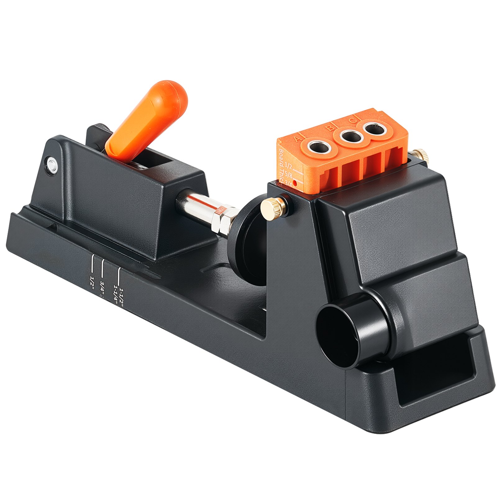 VEVOR Pocket Hole Jig, 12,7 tot 38,1 mm, schuine gatenpositioneerder, pocket hole boormalset met stofafzuigadapter, verwijderbaar geleidingsblok, boor, aanslagring, voor houtbewerking