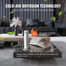 VEVOR geurluchtmachine voor thuis, 120 ml Bluetooth slimme koude luchtverspreider, 93,4 m² waterloze etherische olie geurluchtverspreider, vloerstaande aromatherapiemachine voor spa, yoga, thuis, op kantoor,