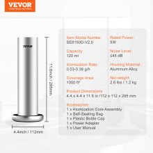 VEVOR Home Fragrance Air Machine, 120ml Bluetooth Smart Cold Air Diffuser, 93.4sqm Waterless Fragrance Air Diffuser for Essential Oils, Floor Standing Aromatherapy Machine for Spa, Yoga, Home, Office,