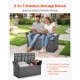 VEVOR Outdoor Storage Bench, 2-Person PE Rattan Storage Bench, 40 Gal Deck Box with Cushion & Side Handle, Supports up to 400 lbs, Weatherproof Outdoor Seating & Porch Decor for Patio Garden Balcony