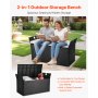 VEVOR Outdoor Storage Bench, 2-Person PE Rattan Storage Bench, 90 Gal Deck Box with Cushion &  Side Handles, Supports up to 800 lbs, Weatherproof Outdoor Seating & Porch Decor for Patio Garden Balcony