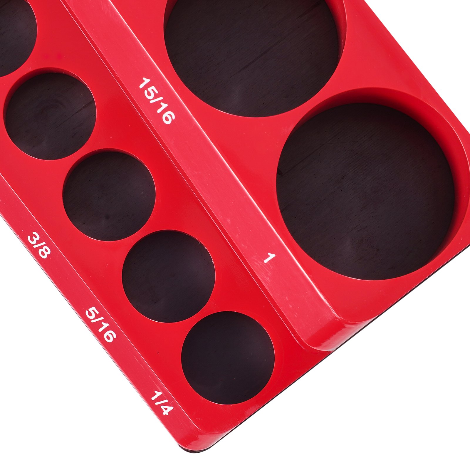 VEVOR Magnetic Socket Organizer Set, 3PCS Magnetic Socket Holder, 1/4'', 3/8'' & 1/2'' SAE Socket Trays with Clear Labels, Hold up to 68PCS Standard & Deep Sockets, Red (Sockets Not Included)
