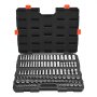 VEVOR 104-delige dopsleutelset, 9,5 mm aandrijving, metrische maten van 6 tot 24 mm, diep en standaard, gereedschapsset voor monteurs met opbergkoffer, verchroomd CR-V-gelegeerd staal