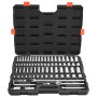 VEVOR 76-delige doppenset, 9,5 mm aandrijving, SAE en metrisch, diepe en ondiepe ratelset met accessoires en opbergkoffer, CR-V gelegeerd staal, voor autoreparatie