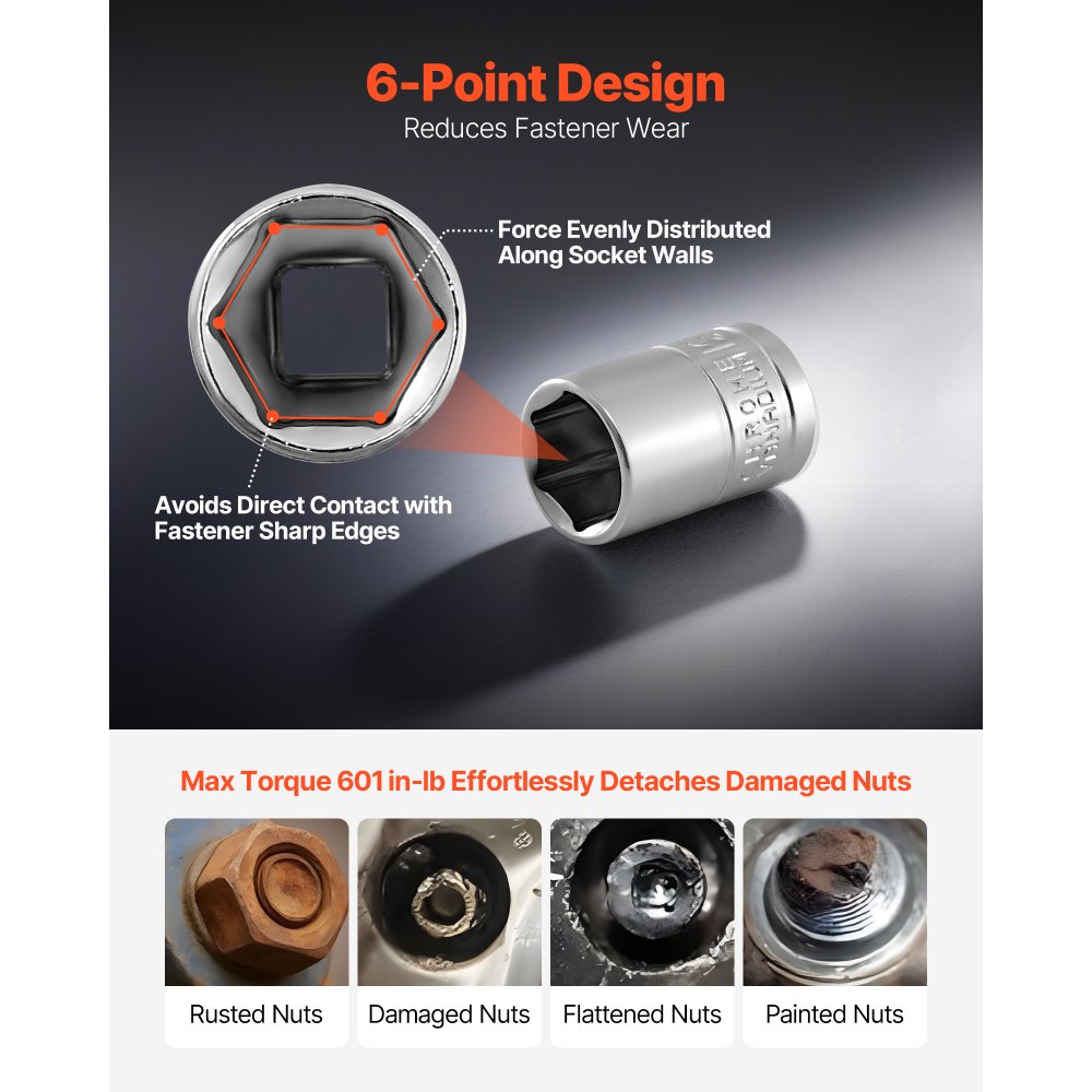 VEVOR Socket Set, 27 Pieces, 6.4 mm Drive Socket and Ratchet Set, SAE and Metric, Mechanic Tool Kit with Ratchet Wrench, Extension Bar and Storage Case, CR-V Alloy Steel, for Automotive Repair