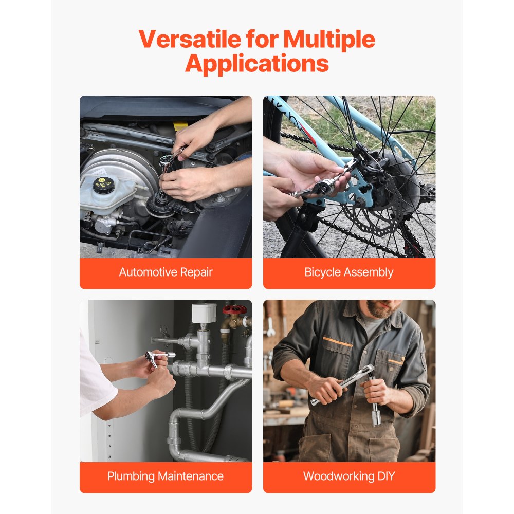 VEVOR 27-delige dopsleutelset, 6,4 mm aandrijfdoppenset, ratelsleutelset, SAE en metrisch, met ratelsleutelverlengstuk en opbergkoffer, CR-V-gelegeerd staal