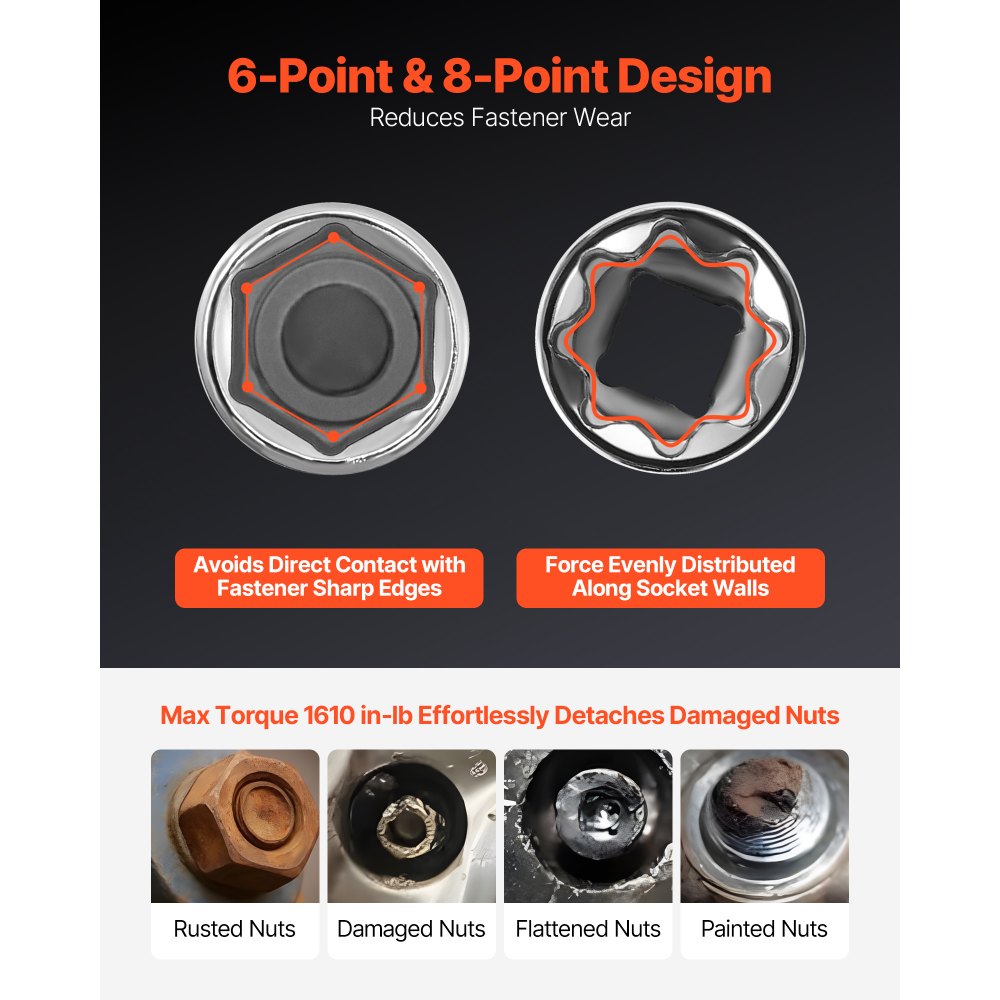 VEVOR 39-delige doppenset, 9,5 & 6,4 mm aandrijfdoppenset en ratelsleutelset, SAE en metrische maten, met ratelsleutelaccessoires en draagtas, CR-V-gelegeerd staal