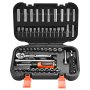 VEVOR Socket Set, 70 Pieces, 6.4 mm Drive Socket and Ratchet Set, SAE and Metric, Deep and Shallow, Mechanic Tool Kit with Bits, Accessories and Storage Case, CR-V Alloy Steel, for Automotive Repair