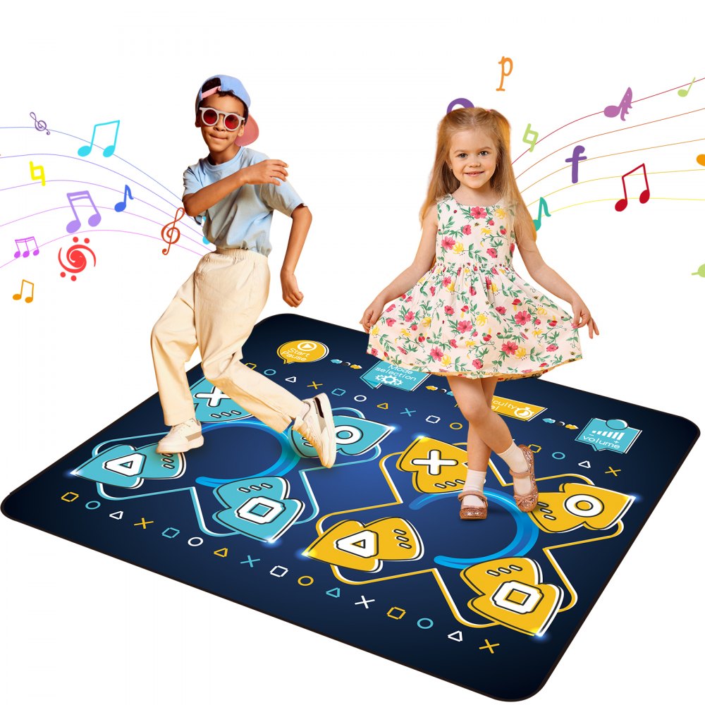 VEVOR Dance Mat, 8-Button Dance Mixer Rhythm Step Play Mat, Electronic Dance Pad with Single/Two Player Modes, Adjustable Volume, Built-in Music, 8 Challenge Levels, Toys Gifts for 3+ Year Old Girls