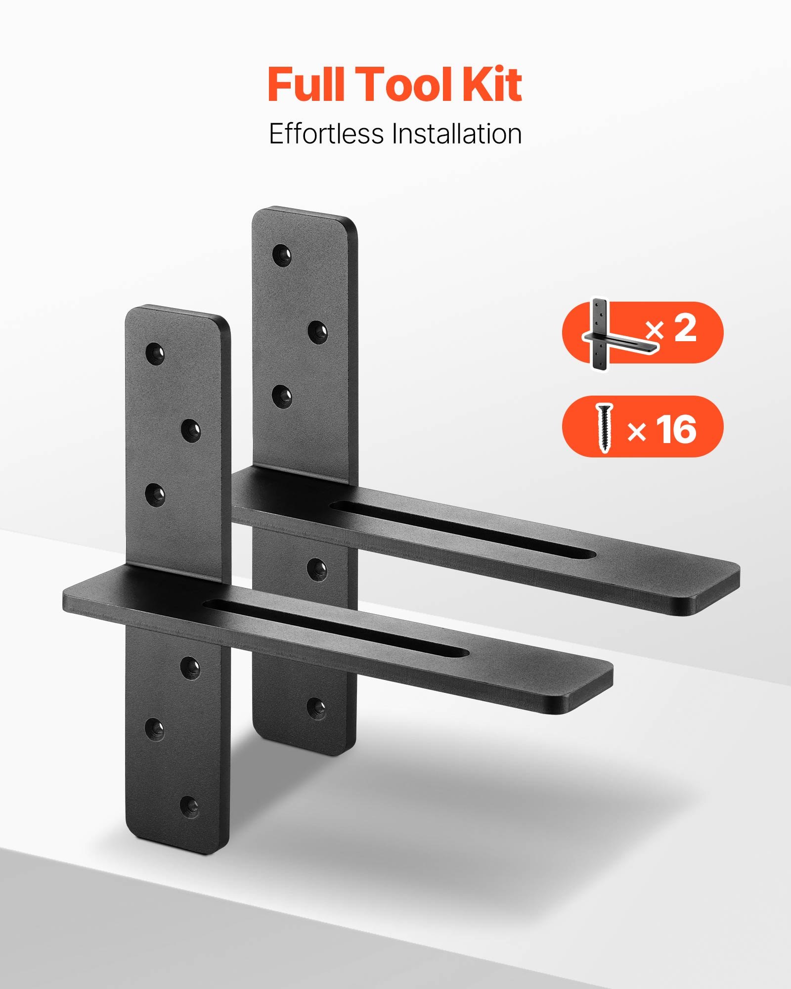 VEVOR Plankdragers, 2-pack, plankdragers, draagvermogen 90 kg, 304,8 x 73,5 x 304,8 mm, robuuste stalen plankdragers voor planken, zwevende beugelbevestigingen voor aanrechtbladen met schroeven