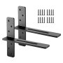 VEVOR Plankdragers, 2-pack, Plankdragers Draagvermogen 90 kg, 355,6 x 73,5 x 304,8 mm, Stevige stalen plankdragers voor planken, Zwevende beugelbevestigingen voor aanrechtbladen met schroeven