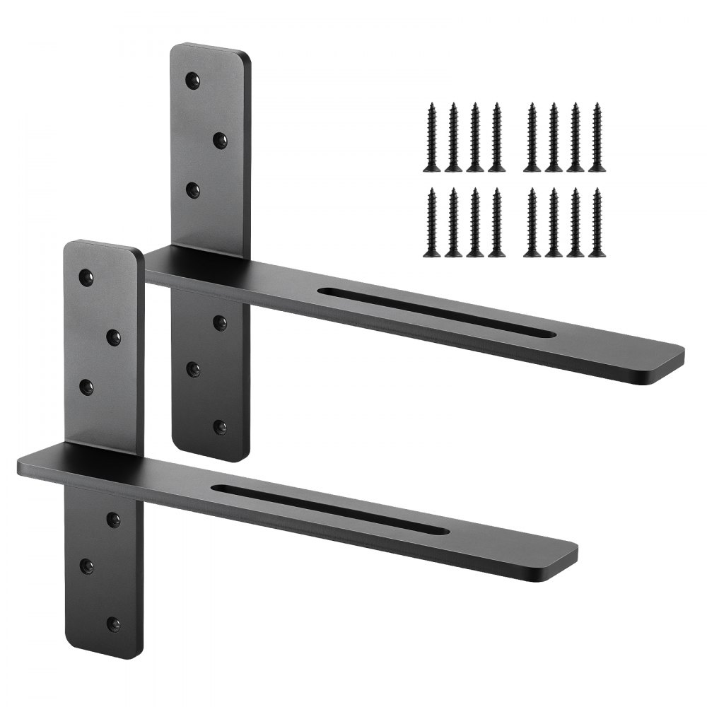 VEVOR Plankdragers, 2-pack, draagvermogen 90 kg, robuuste plankdragers 406,4 x 73,5 x 304,8 mm, stalen plankdragers voor planken, zwevende beugelbevestigingen voor aanrechtbladen met schroeven