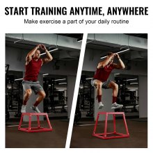 VEVOR Plyometric Jump Box, 12 Inch Plyo Box, Steel Plyometric Platform and Jumping Agility Box, Anti-Slip Fitness Exercise Step Up Box for Home Gym Training, Conditioning Strength Training, Red