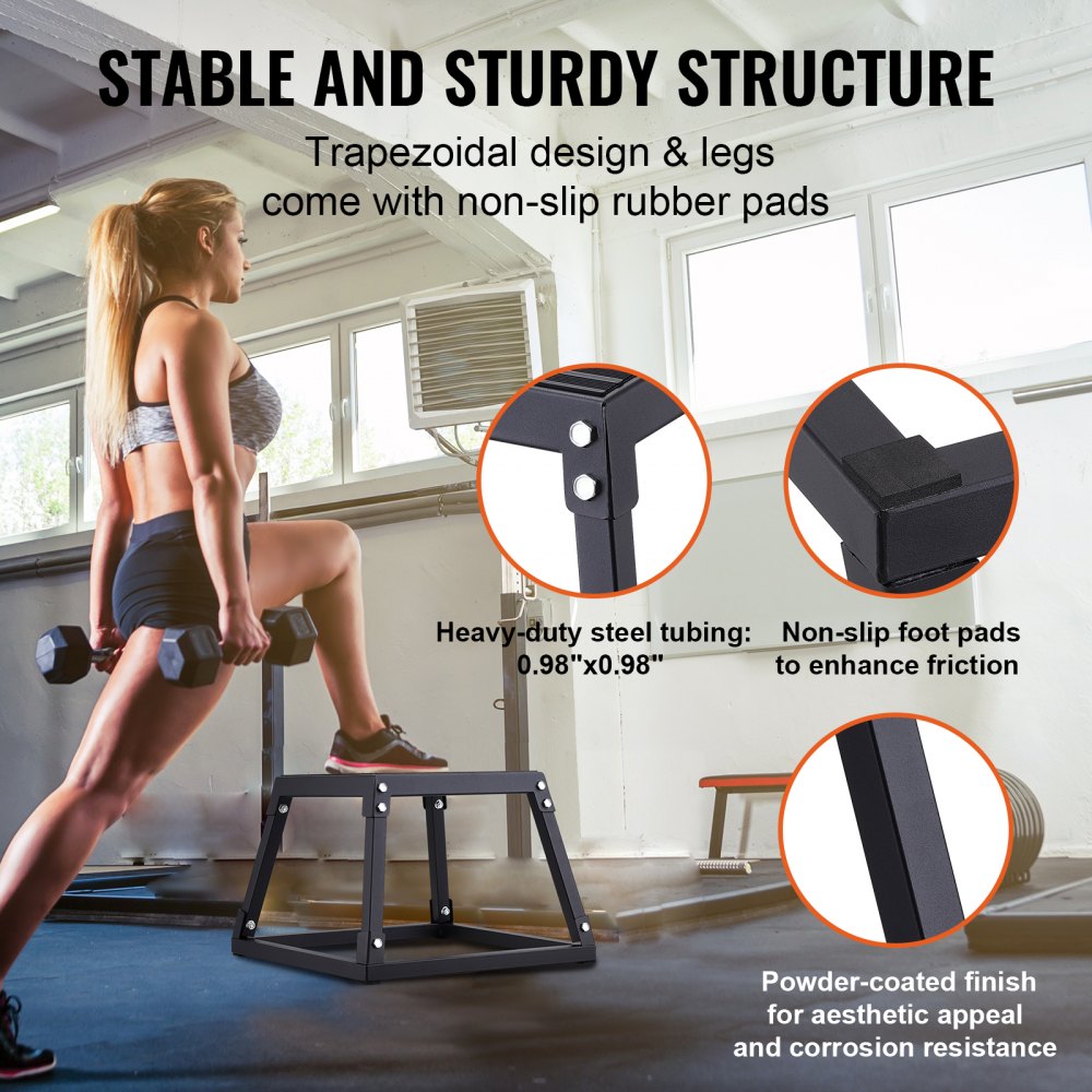 VEVOR Plyometrische Jump Box, 305 mm Plyo Box, Plyometrisch platform Plyobox Zwart, Antislip fitnessoefening Step-Up Box voor thuiswork-out, conditionele krachttraining, dijbeentraining