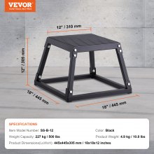 VEVOR Plyometrische Jump Box, 305 mm Plyo Box, Plyobox Platform Zwart, Antislip Fitness Oefening Step Up Box voor Thuistraining, Conditiekrachttraining, Dijtraining