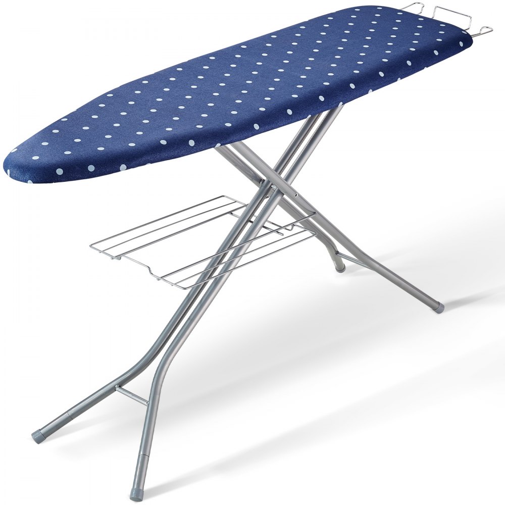 VEVOR ironing board steam ironing board 2 pcs, steam ironing board with iron rest, 4 layers folding ironing board 1400 x 370 mm ironing surface, 10 height adjustable 640-970 mm 30 kg loadable blue ironing
