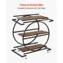 VEVOR bijzettafel, smal nachtkastje met 3 niveaus en open planken, modern nachtkastje met rond metalen frame, houten salontafel voor woonkamer, slaapkamer, kantoor, rustiek bruin