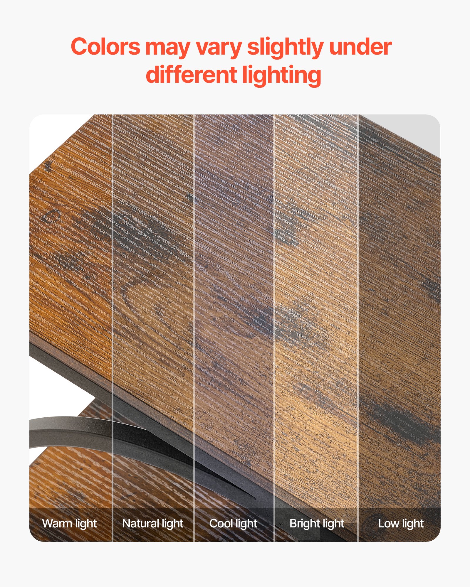 VEVOR bijzettafel, smal nachtkastje met 3 niveaus en open planken, modern nachtkastje met rond metalen frame, houten salontafel voor woonkamer, slaapkamer, kantoor, rustiek bruin