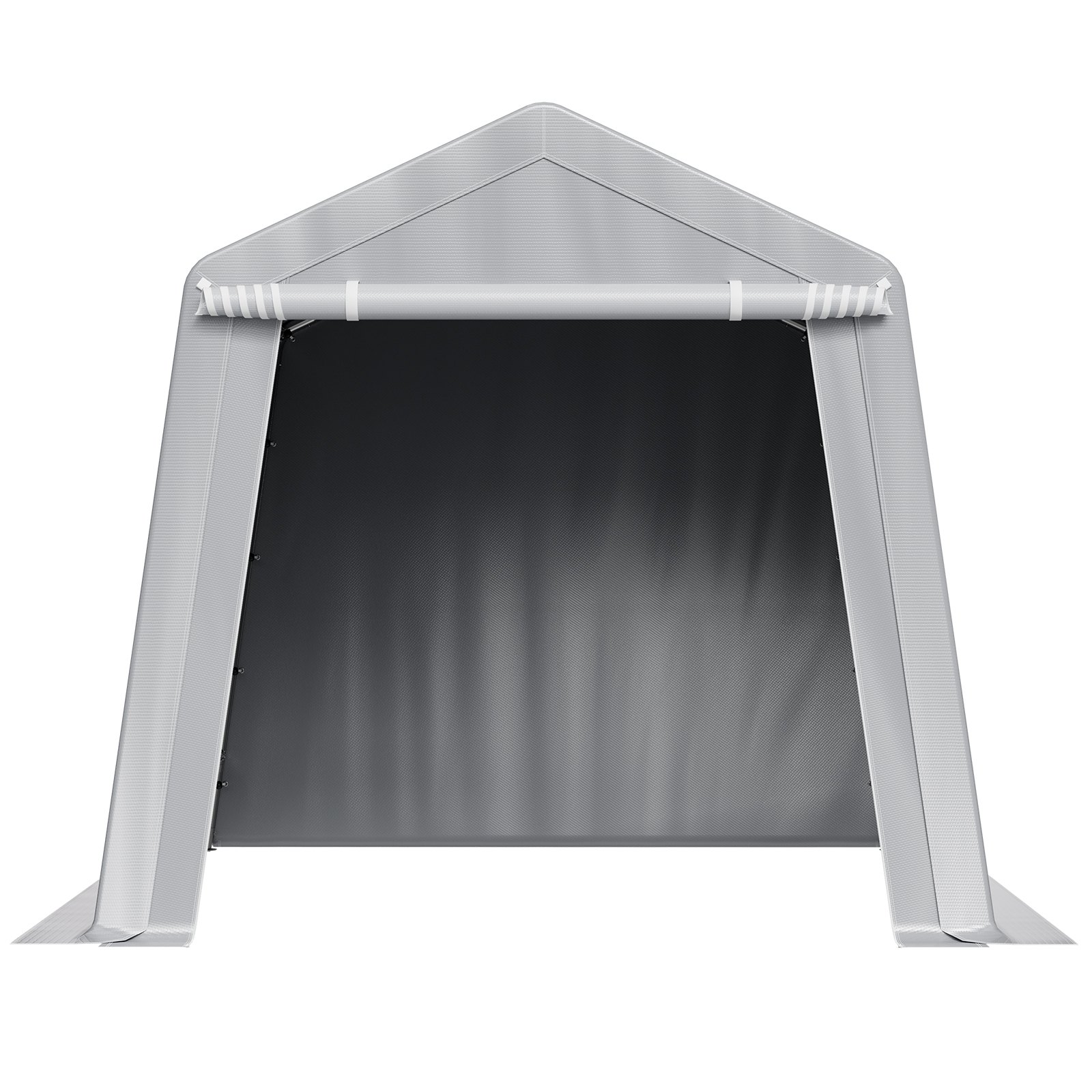 VEVOR Outdoor Storage Shed, 8 x 8 ft Portable Storage Tent with Roll-up Door & Vents, Waterproof Canopy Shed Shelter, Heavy Duty Frame, Patio Garage Carport for Motorcycle, Lawn Mower, Bike, Grey