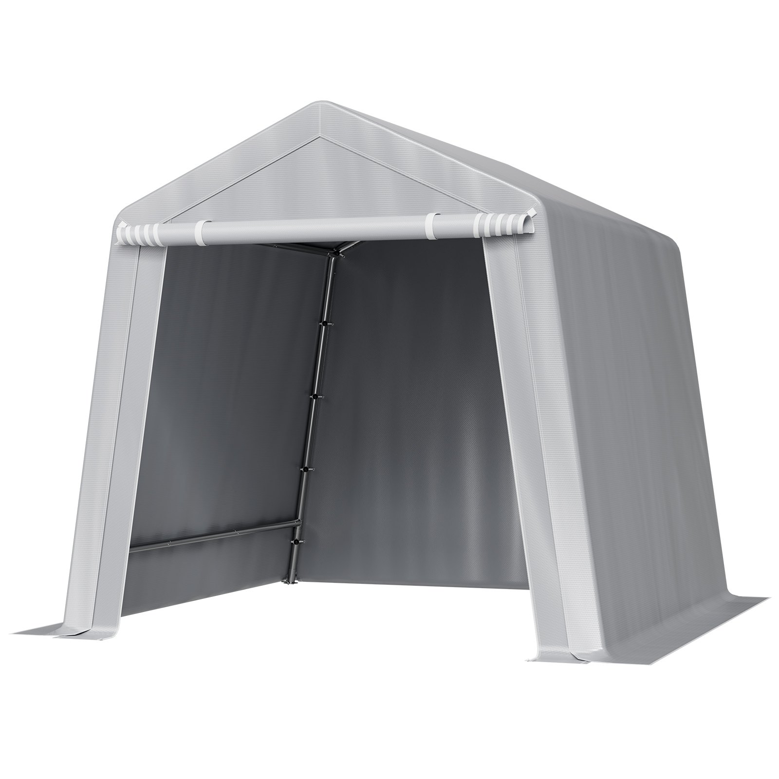 VEVOR Outdoor Storage Shed, 8 x 8 ft Portable Storage Tent with Roll-up Door & Vents, Waterproof Canopy Shed Shelter, Heavy Duty Frame, Patio Garage Carport for Motorcycle, Lawn Mower, Bike, Grey