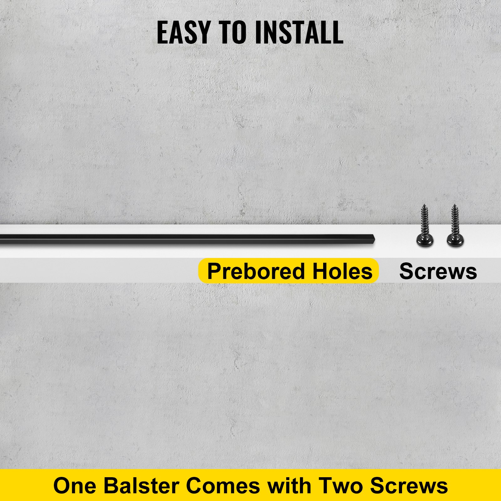 VEVOR Railingschroeven, 111,8 x 1,3 cm Traditionele Baluster 16 stuks Baluster 32 Aantal Schroeven, Balusters Complete Kit ijzer Materiaal Trapkolom Deck Railing Porch Plein Metal Deck Spindles