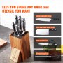 VEVOR Universal Knife Holder, Acacia Wood Knife Block Without Knives, Extra Large Knife Storage Holder Stand with PP Brush, Multifunctional Wooden Knife Organizer, Knife Rack for Kitchen Counter