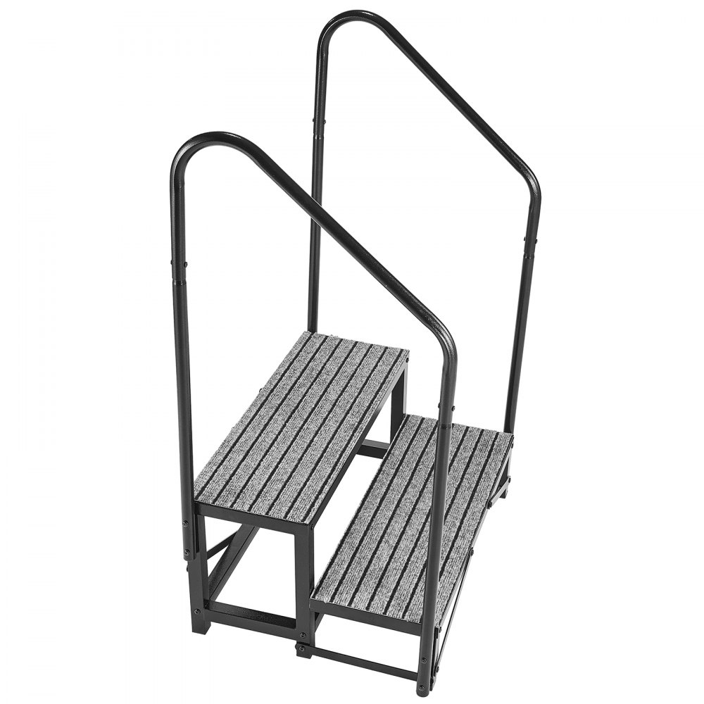 VEVOR RV Steps with Dual Handrails, 2 Steps, 660 lbs Load Capacity, Heavy Duty Outdoor RV Stairs with Non-Slip Mat for Elderly/Pets, Portable Stairs for Hot Tub, Camper, Mobile Home, Porch, Pool, SPA