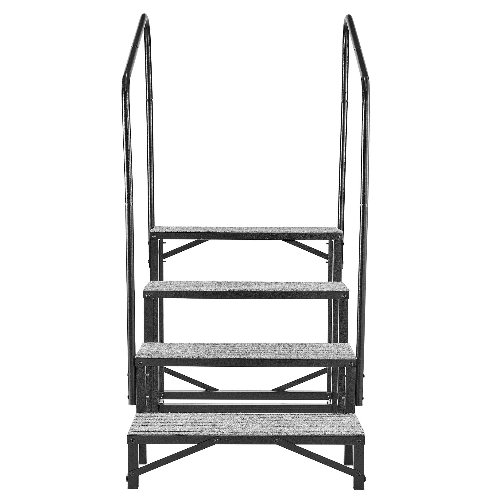 VEVOR Camperopstap met 2 handrails (4 treden), staande opstap met een draagvermogen van 300 kg, buitenopstap met antislipmat voor senioren/huisdieren, opstap voor campers, stacaravans, veranda's, zwembaden en spa's.