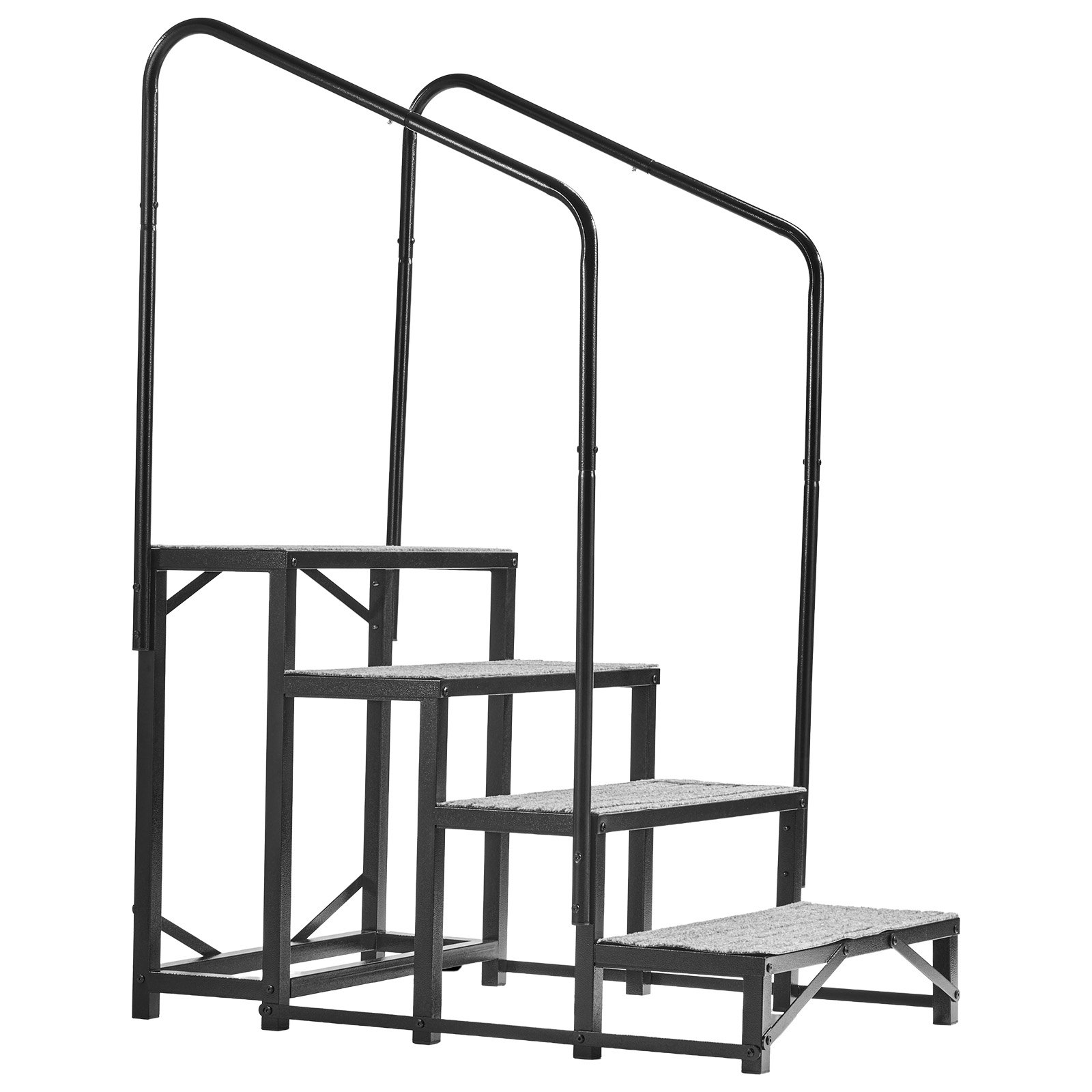VEVOR Camperopstap met 2 handrails (4 treden), staande opstap met een draagvermogen van 300 kg, buitenopstap met antislipmat voor senioren/huisdieren, opstap voor campers, stacaravans, veranda's, zwembaden en spa's.