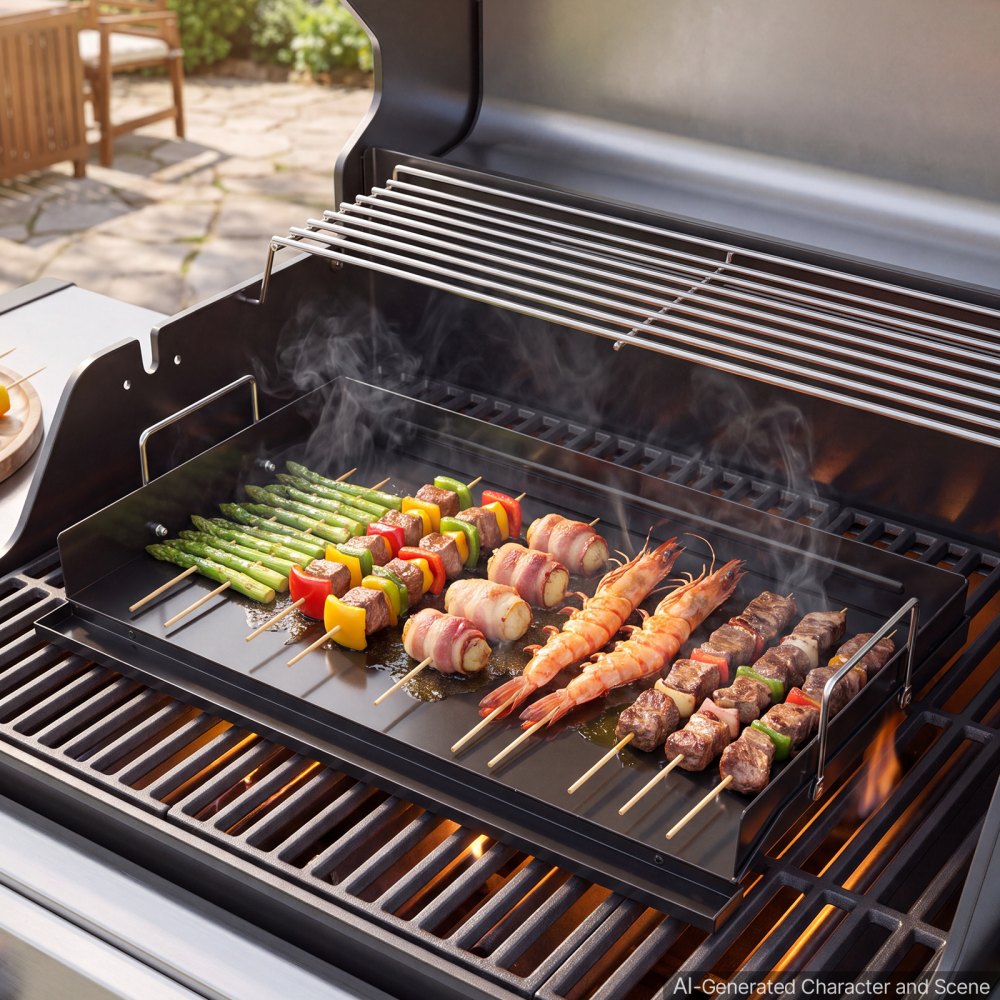 VEVOR Plancha Grillplaat 610 x 406 mm, koolstofstaal, antiaanbaklaag, ideaal voor gasfornuizen, barbecues en kamperen, afneembare zijpanelen, vetopvangbak, spatbescherming en een kookoppervlak van 610 x 365 mm