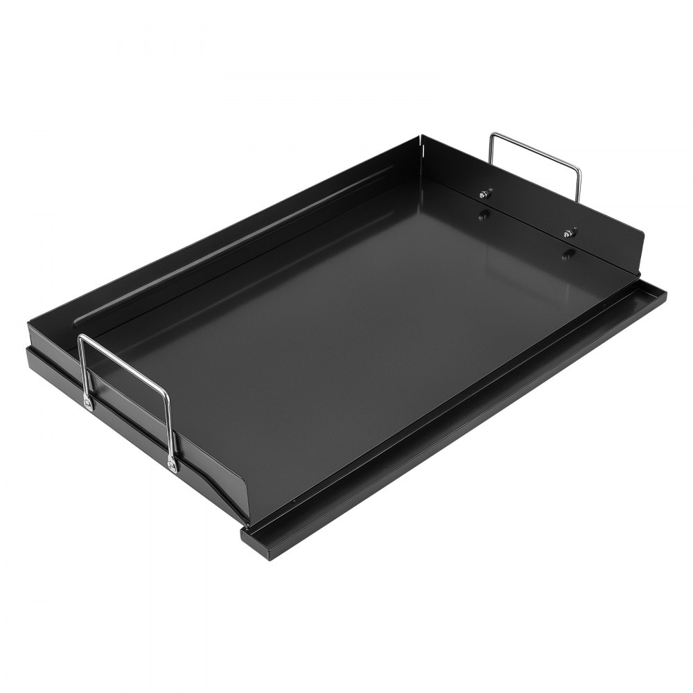 VEVOR Plancha Grillplaat 635 x 406 mm, koolstofstaal, antiaanbaklaag, ideaal voor gasfornuizen, barbecues en kamperen, afneembare zijpanelen, vetopvangbak, spatbescherming en een kookoppervlak van 630 x 365 mm
