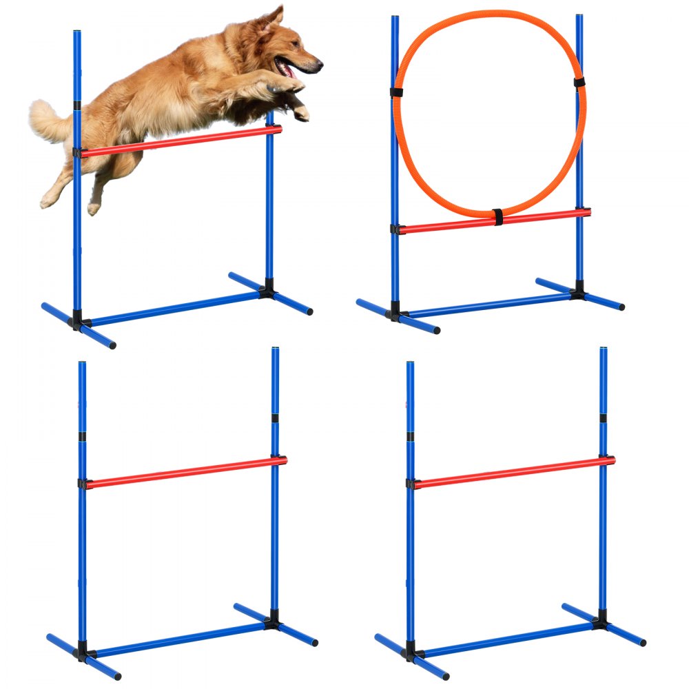 VEVOR Dog Agility Training Equipment 4 PCS Set Hurdles and Jump Ring Obstacle