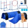 VEVOR Dog Agility Training Equipment 7 PCS Set w/ Hurdles 2 Tunnels Jump Ring