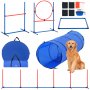 VEVOR Dog Agility Training Equipment, 5 PCS Set with Adjustable High Hurdles,6 Weave Poles, Tunnel, Jump Ring, Pause Box, Whistle, Foldable Bowl, Puppy Obstacle Course Kit with Storage Bags