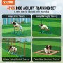 VEVOR Dog Agility Training Equipment, 4 PCS Set with Adjustable High Hurdles,6 Weave Poles,Jump Ring,Square Pause Box,Whistle,Foldable Bowl, Puppy Obstacle Course Kit for Backyard, Indoor, Outdoor