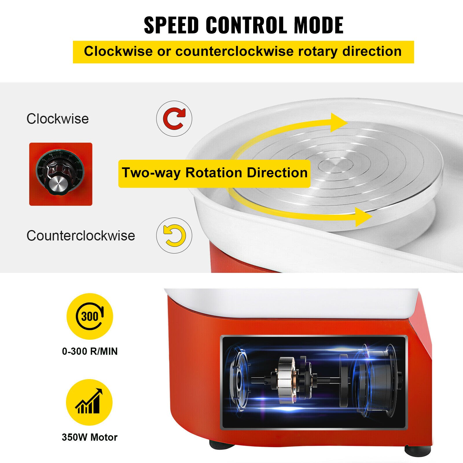 VEVOR Diy Ceramic Pottery Machine 25cm Electric Pottery Wheel Ceramic Machine Pottery DIY Kit Clay Tool 350W with Advanced Brushless Motor for Ceramic Work Ceramics Clay Manual Speed Control